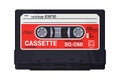 Isolated classic audio cassette. Vector multi colored illustration on light background. Original vintage object. 