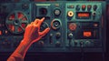 Vintage Audio Control Panel with Knobs Dials and Buttons in a Professional Recording Studio Royalty Free Stock Photo