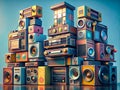 Vintage Audio Equipment Stack Royalty Free Stock Photo