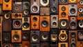 Vintage audio speakers. AI generated. Royalty Free Stock Photo