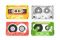 Vintage Audio Or Stereo Cassettes Isolated On White Background. Retro Music Tapes, Analog Audio Cassette Tapes Royalty Free Stock Photo