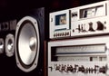 Vintage audio stereo rack with cassette tape deck receiver and s Royalty Free Stock Photo