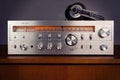 Vintage Audio Stereo Receiver with shiny metal front panel Royalty Free Stock Photo
