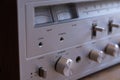 Vintage Audio Stereo Receiver VU Meters Closeup