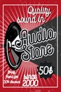 Vintage audio store poster Royalty Free Stock Photo