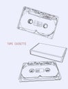 Vintage audio tape cassette, illustration vector.