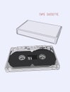 Vintage audio tape cassette, illustration vector.