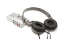 Vintage audiotape recorder and headphone Royalty Free Stock Photo