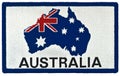 Vintage Australian national flag stars design badge tag, isolated embroidered rectangular Australia souvenir sew-on clothing label