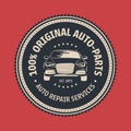 Vintage Auto service label, Badge & Emblem.