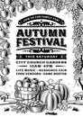 Vintage Autumn Festival Poster Black And White