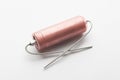 Vintage axial electrolytic capacitor on white background Royalty Free Stock Photo