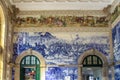 Vintage Azulejos tiles inside main hall of Sao Bento Railway Station