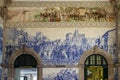 Vintage Azulejos tiles inside main hall of Sao Bento Railway Station Royalty Free Stock Photo