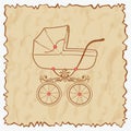 Vintage baby carriage. Royalty Free Stock Photo