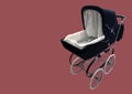 Vintage baby carriage. Modern pram Royalty Free Stock Photo