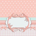 Vintage baby girl arrival announcement card. Royalty Free Stock Photo