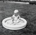 Vintage Baby Picture Swimmg Pool Royalty Free Stock Photo