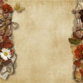 Vintage background with beautiful floral border