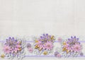 Vintage background with a border of flowers handmade Royalty Free Stock Photo
