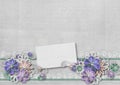 Vintage background with a border of flowers handmade Royalty Free Stock Photo