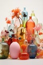 Vintage background bottles glass art colourful