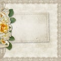 Vintage background with a card and roses