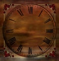 Vintage Background with Clock and Rose Corners Royalty Free Stock Photo