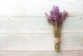 Vintage background of Composition of lavender on white wood. Border of fresh summer flowers. Free space Royalty Free Stock Photo