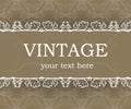 Vintage background with decorative frame. Elegant design element template with place for your text. Floral border. Royalty Free Stock Photo