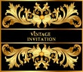 vintage background, elegant antiques, Victorian gold, floral ornament, baroque frame, beautiful invitation Royalty Free Stock Photo