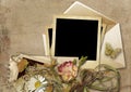 Vintage background with envelope and beautiful flowers