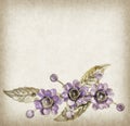 Vintage background with flower brooches