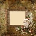 Vintage background with frame and angel Royalty Free Stock Photo