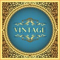 vintage background frame with a gold floral pattern Royalty Free Stock Photo
