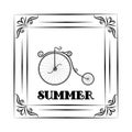 Vintage background and frame with Summer Travel Design - bicycle. hallo summer