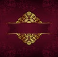 Vintage background with golden lace ornaments and art deco floral decorative elements Royalty Free Stock Photo