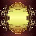 Vintage background with golden lace ornaments and art deco floral decorative elements