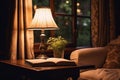 Vintage background home hotel style night room furniture lamp interior light design Royalty Free Stock Photo