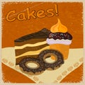 Vintage background image of a piece of cake and cookies