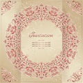 Vintage background mandala business card invitation with golden lace ornaments and art deco floral decorative elements Royalty Free Stock Photo