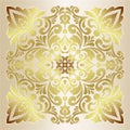 Vintage Background Mandala Card With Golden Lace Ornaments And Art Deco Floral Decorative Elements