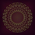 Vintage background mandala card with golden lace ornaments and art deco floral decorative elements