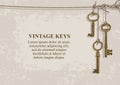 Vintage banner with old keys and place for text