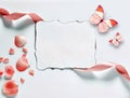 Vintage background with paper-frame and petals for congratulations Royalty Free Stock Photo