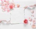 Vintage background with paper-frame and petals for congratulations Royalty Free Stock Photo