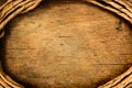 Vintage background with place for text from old rope and wooden surface macro Royalty Free Stock Photo