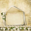 Vintage background with postcard and flowers