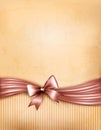 Vintage background with red gift bow and ribbon on Royalty Free Stock Photo