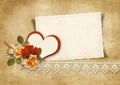 Vintage background with roses and heart.Valentines card. Royalty Free Stock Photo